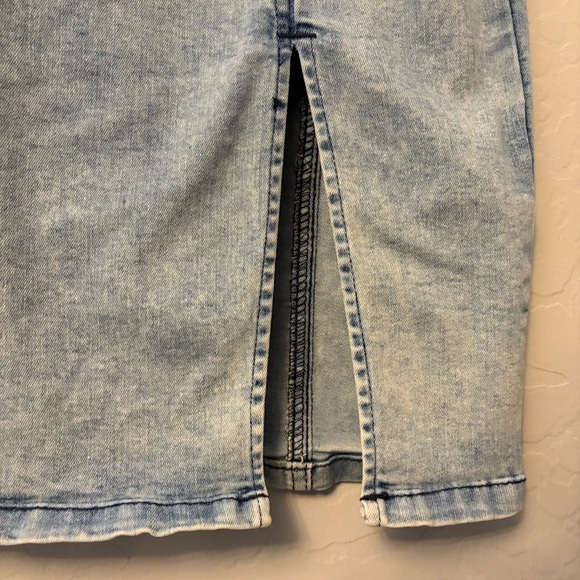 Guess y2k acid wash denim bustier front slit bodycon sleeveless dress small - Picture 11 of 16